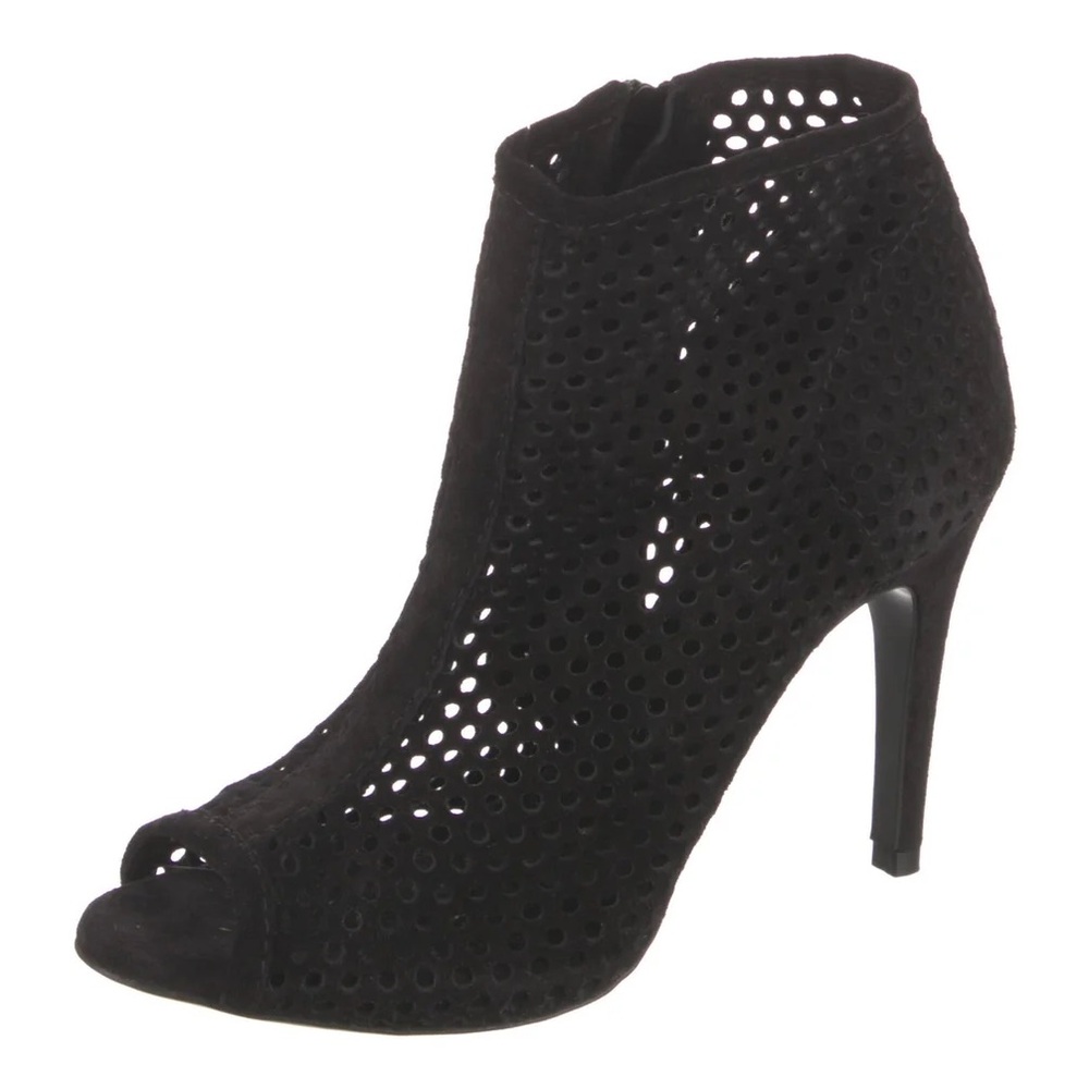 Pedro Garcia Simona Black Suede Open Toe Booties